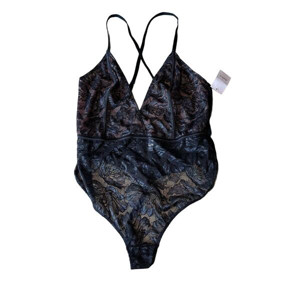 Auden Black Lace One Piece Thong Teddy Bodysuit Black XL - Picture 2 of 7